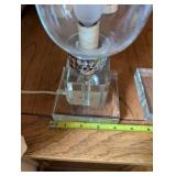 Pair of Crystal Hurricane Lamps with Glass Shades