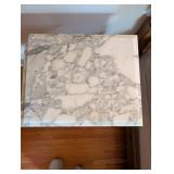 Victorian Marble-Top Wooden Side Table with Floral Carving