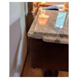 Victorian Marble-Top Wooden Side Table with Floral Carving