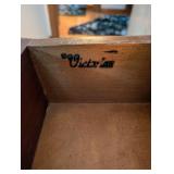 Victorian Marble-Top Wooden Side Table with Floral Carving