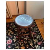Vintage Wooden Stool with Round Seat