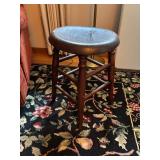 Vintage Wooden Stool with Round Seat