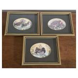 Set of 3 Vintage Miniature Game Bird Prints