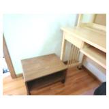 Solid Wood Office Desk with Rolling Side Table