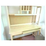 Solid Wood Office Desk with Rolling Side Table