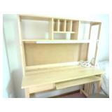 Solid Wood Office Desk with Rolling Side Table