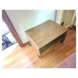 Solid Wood Office Desk with Rolling Side Table