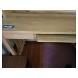 Solid Wood Office Desk with Rolling Side Table