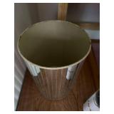 Vintage Metal Wastebasket with Mirrored Stripes