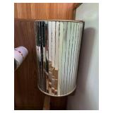 Vintage Metal Wastebasket with Mirrored Stripes