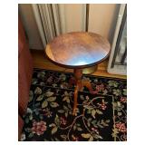 Round Wooden Side Table with Pedestal Base