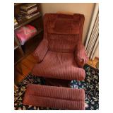 Vintage Velvet Recliner Armchair in Deep Maroon
