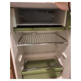 Vintage Woodgrain Compact Refrigerator with Shelving