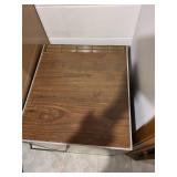 Vintage Woodgrain Compact Refrigerator with Shelving