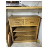 Oak Wood Cabinet with Drawers and Shelves