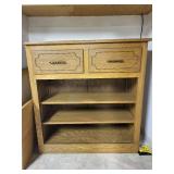 Oak Wood Cabinet with Drawers and Shelves