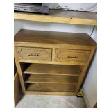 Oak Wood Cabinet with Drawers and Shelves