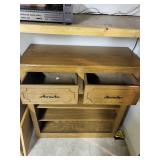 Oak Wood Cabinet with Drawers and Shelves