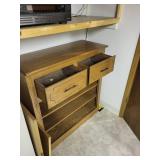Oak Wood Cabinet with Drawers and Shelves