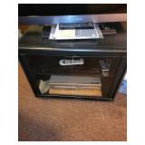 Cabinet with LG Blu-ray Player and Sylvania DVD Player with Remote Controls