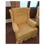 Vintage Upholstered Armchair with Skirt Detailing