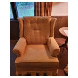 Vintage Upholstered Wingback Armchair with Button Tufting