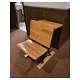 Vintage Wooden School Desk with Iron Legs