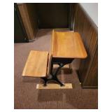Vintage Wooden School Desk with Iron Legs