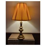 Vintage Brass Table and Floor Lamp Set with Pleated and Cone Shades