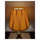 Vintage Brass Table and Floor Lamp Set with Pleated and Cone Shades