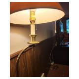 Vintage Brass Table and Floor Lamp Set with Pleated and Cone Shades