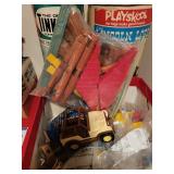 Vintage Tinkertoy and Lincoln Logs Construction Sets with Assorted Toys