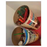 Vintage Tinkertoy and Lincoln Logs Construction Sets with Assorted Toys