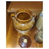 Set of 4 Handcrafted Pottery Pieces Including Jug and Honey Jar