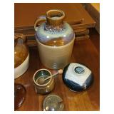 Set of 4 Handcrafted Pottery Pieces Including Jug and Honey Jar
