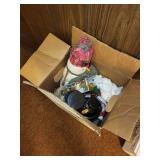 Assorted Christmas Decor Collection Including Santa Statues and Snowmen