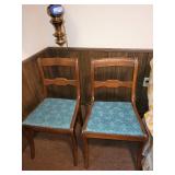 Pair of Vintage Wooden Chairs with Floral Upholstery