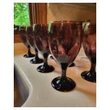 Set of 12 Assorted Wine and Water Goblets - Purple and Clear Glass