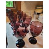 Set of 12 Assorted Wine and Water Goblets - Purple and Clear Glass