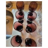Set of 12 Assorted Wine and Water Goblets - Purple and Clear Glass