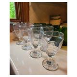 Set of 16 Vintage Glassware: 8 Clear and 8 Green Glasses