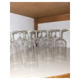 Set of 13 Clear Glass Wine Glasses