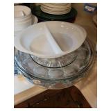 Collection of Glass Serving Dishes and Decorative Plates