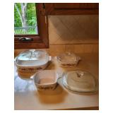 Vintage CorningWare Floral Pattern Bakeware Set