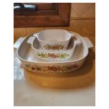 Vintage CorningWare Floral Pattern Bakeware Set