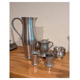 Set of 5 Vintage Woodbury Pewter Pitcher and Serving Pieces