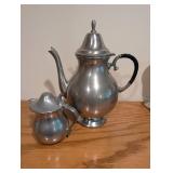 Woodbury Pewter Tea and Creamer Set with Black Handle