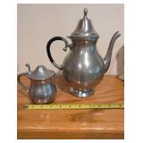 Woodbury Pewter Tea and Creamer Set with Black Handle