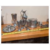 Woodbury Pewter Set: Goblets, Pitcher, Sugar Bowl & More