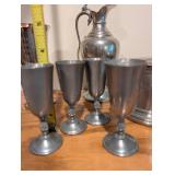 Woodbury Pewter Set: Goblets, Pitcher, Sugar Bowl & More